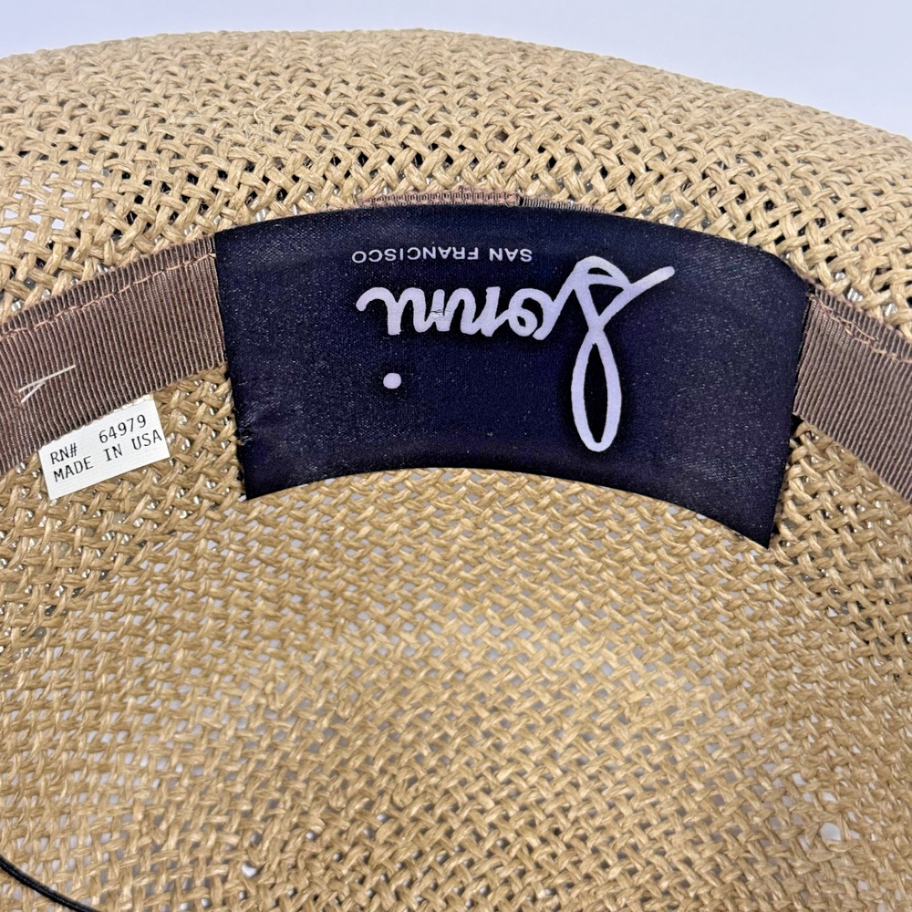 Vintage Sonni San Francisco Straw Hat Leopard Bow Wide Brim Made USA Women’s - Picture 4 of 5